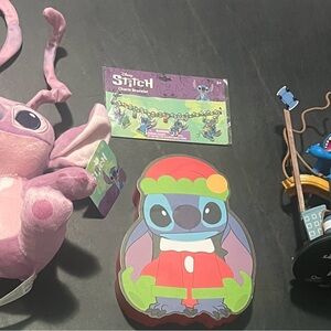 Disney Stitch Holiday Toy Set - Angel plush,Stitch wall decor, figures,bracelet